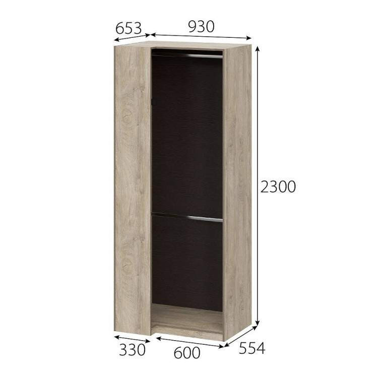 Корпус шкафа угловой 93x65.3x230 см Этна (Арника) Дуб эндгрейн