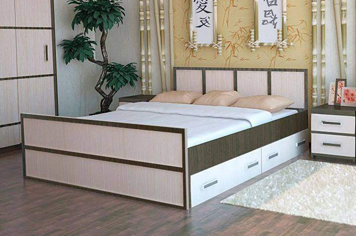 Кровать 140х200 с ящиком Сакура (БТС) с реечным настилом