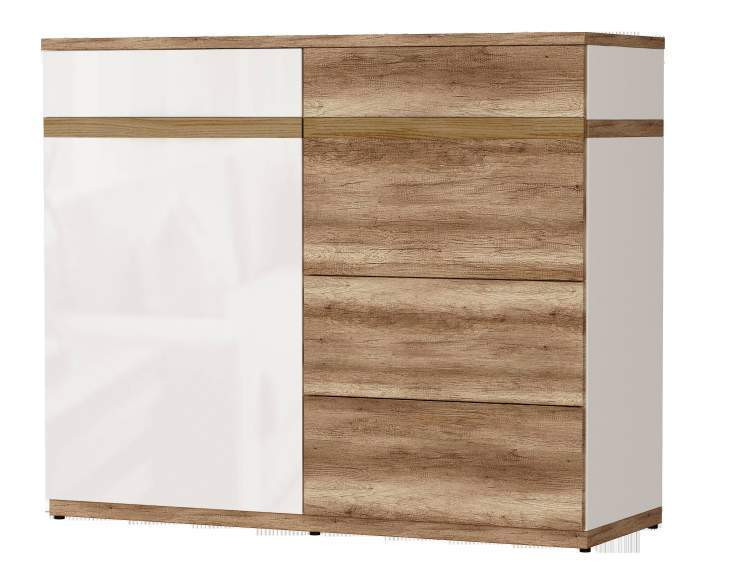 Комод с ящиками узкий Николь-Люкс 04 Дуб Каньон/Белый