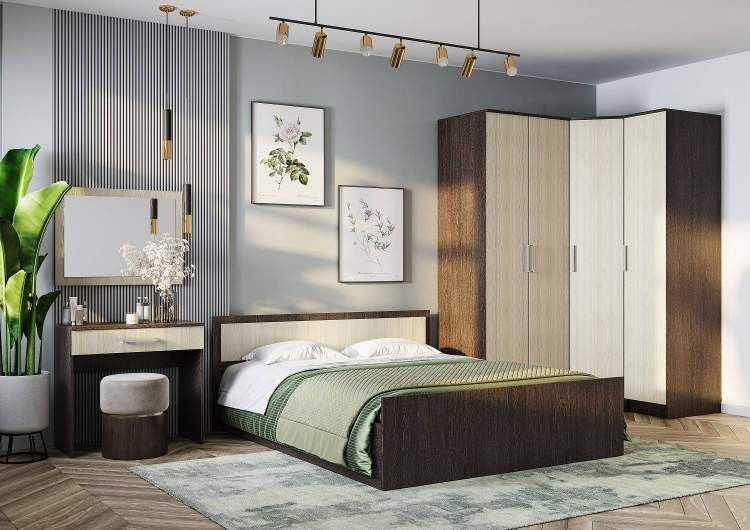Кровать двуспальная 140х200 с реечным настилом Фиеста LIGHT, венге
