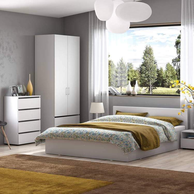 Кровать двуспальная 160х200 Токио с основанием (Арника) Белый текстурный