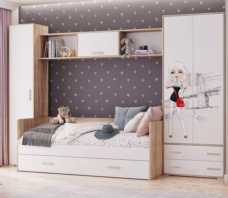 Кровать с ящиком 90х200 Бланка ТЭКС (Белая)